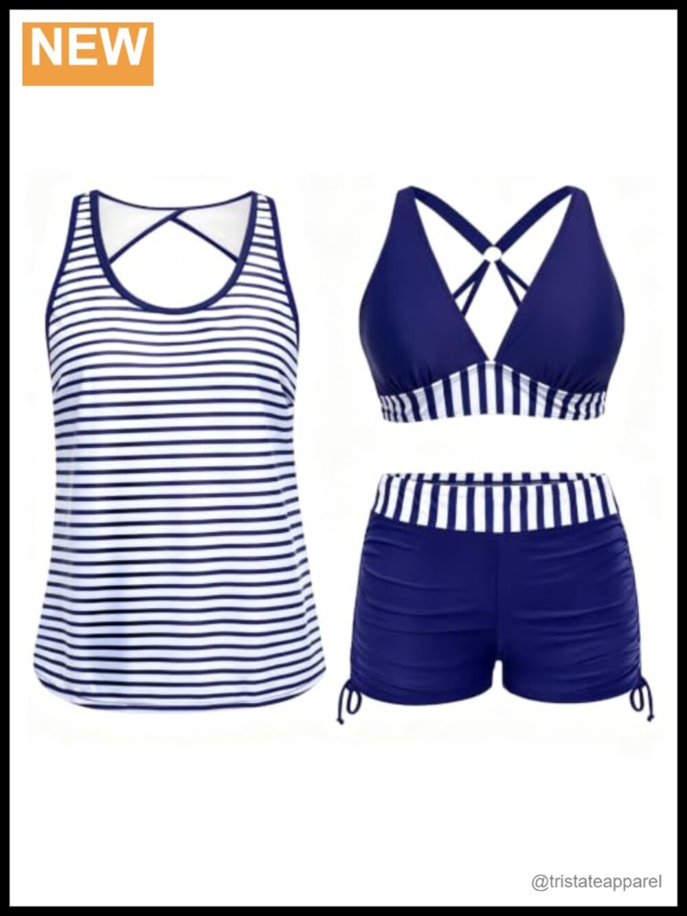 3 Piece Tankini Swimsuits for Women Athletic Tank Top Bathing Suit with Boy